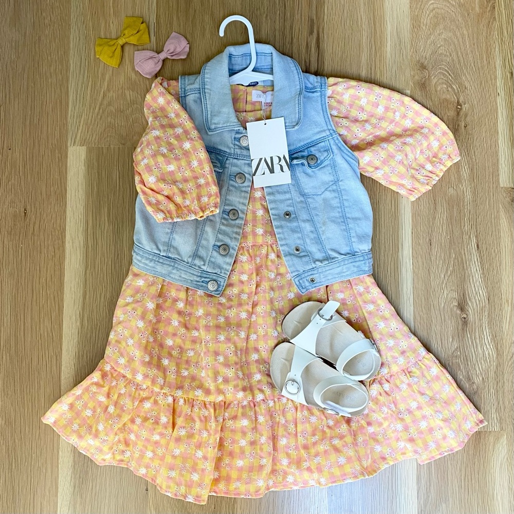 SOLD ZARA Kids | Gingham Daisy Midi Dress | 2-3T | NWT - Picture 2 of 5